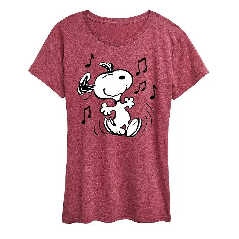 Womens Peanuts Snoopy Dancing Graphic Tee Red Product Image