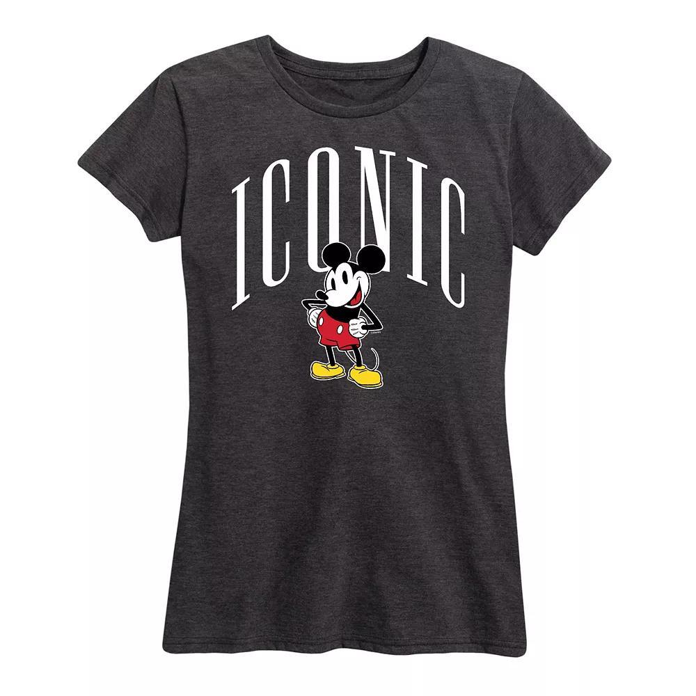 Disneys Mickey Mouse Womens Iconic Graphic Tee Grey Royal Blue Product Image