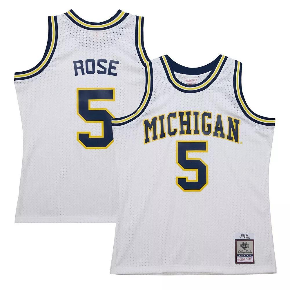 Men's Mitchell & Ness Jalen Rose White Michigan Wolverines 1991/92 Swingman Player Jersey, Size: Small Product Image