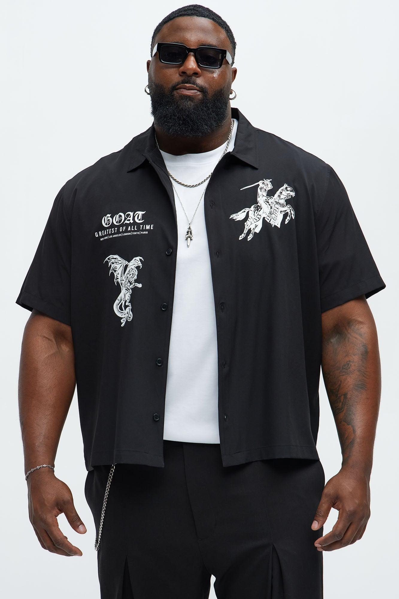 Knight And Gargoyle Full Button Shirt - Black Product Image