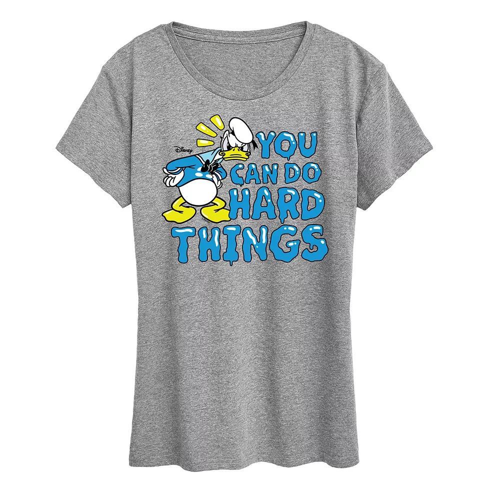 Disneys Donald Duck Womens You Can Do Hard Things Graphic Tee Grey Gray Product Image