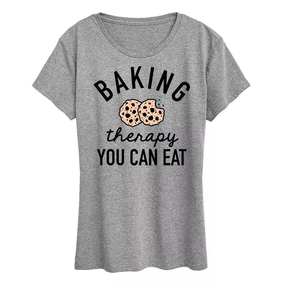 Women's Baking Therapy Graphic Tee, Size: Small, Grey Gray Product Image