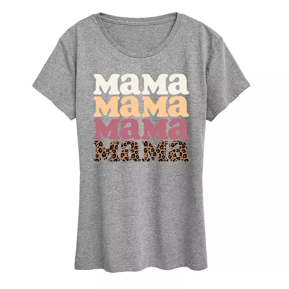 Womens MAMA Leopard Graphic Tee, Girls Grey Gray Product Image