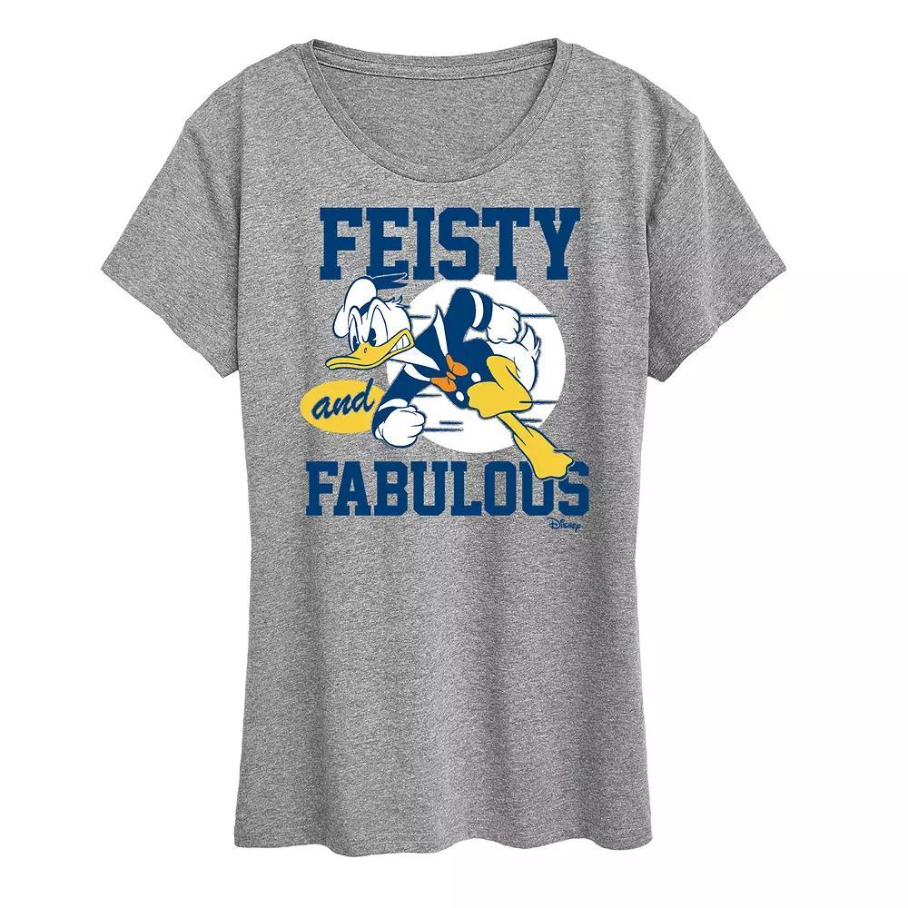 Disney's Donald Duck Women's Feisty Fabulous Graphic Tee, Size: Medium, Grey Gray Product Image