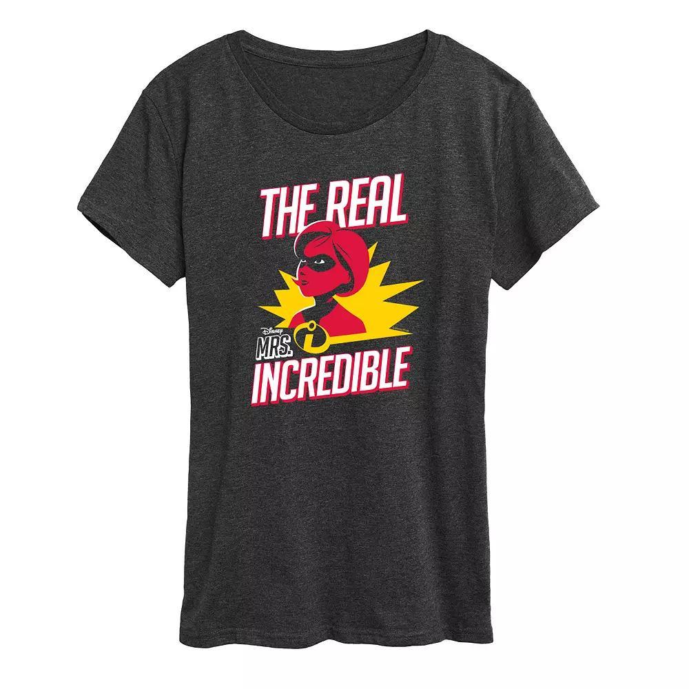 Disney / Pixars The Incredibles Womens Mrs. Incredible Graphic Tee Heather Grey Product Image