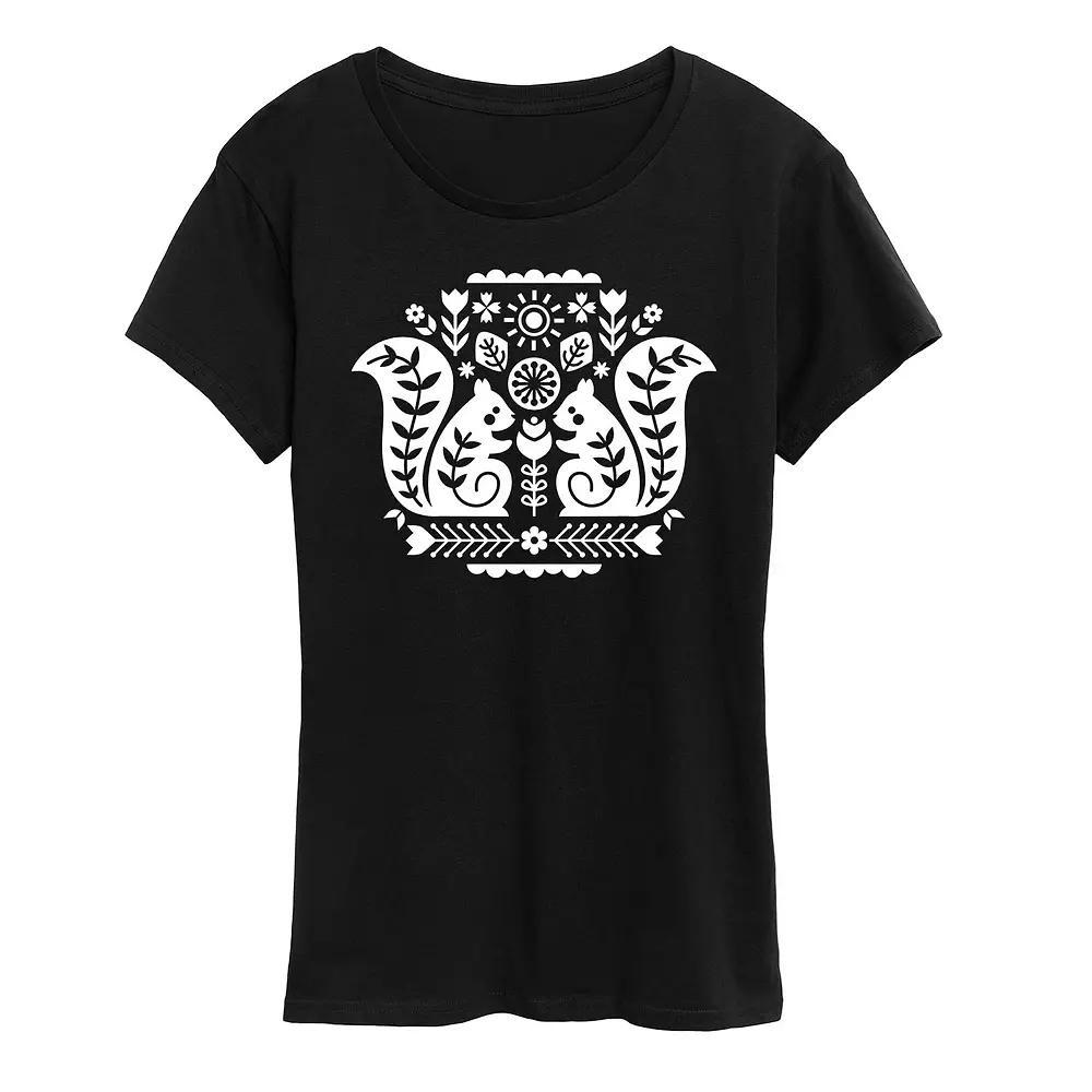 Womens Scandinavian Squirrels Graphic Tee Blue Product Image