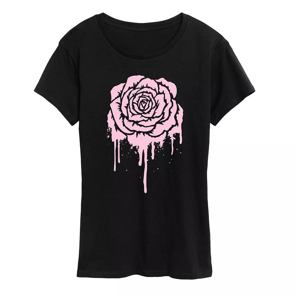 Plus Size Dripping Rose Graphic Tee, Womens Product Image