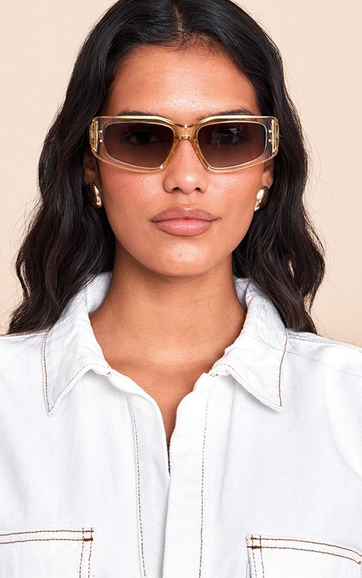 Butter Yellow Crystal Square Angled Sunglasses Product Image