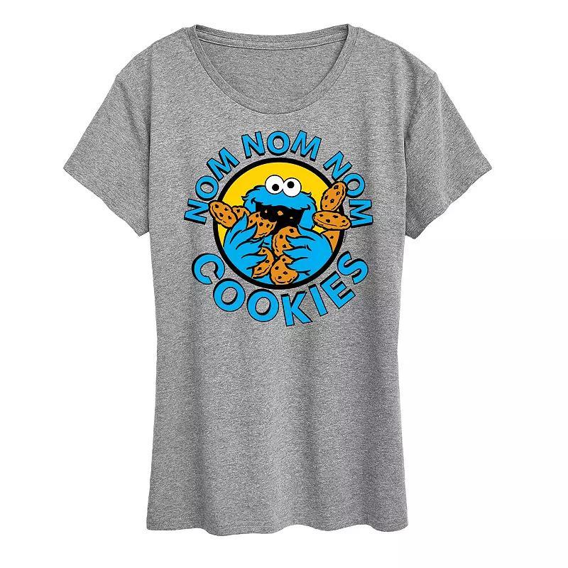 Womens Sesame Street Nom Nom Nom Graphic Tee Grey Gray Product Image