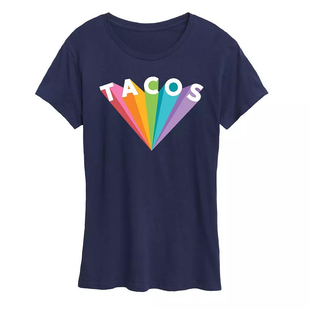 Womens Tacos Colorful Rays Graphic Tee Blue Product Image