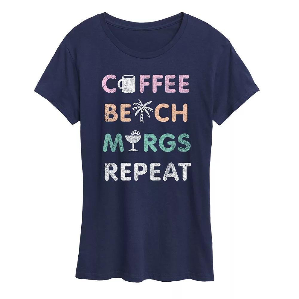 Women's Coffee Beach Repeat Graphic Tee, Size: Large, Heather Grey Product Image