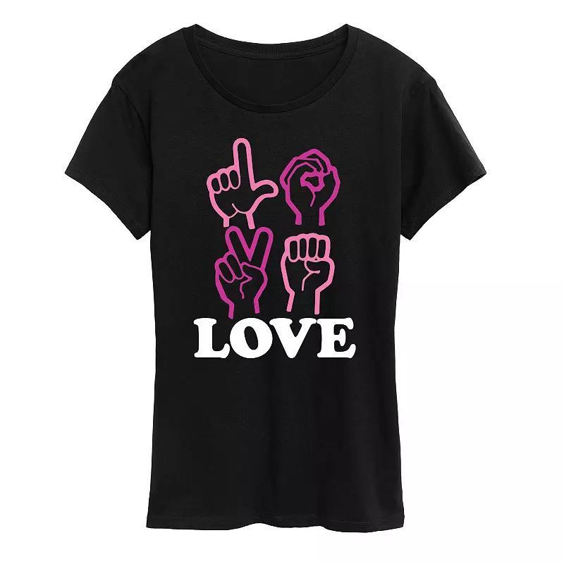 Womens Love Sign Language Graphic Tee Product Image