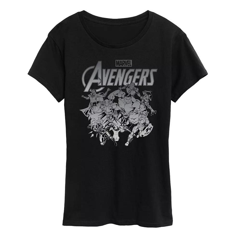 Women's Marvel Avengers Monochrome Group Graphic Tee, Size: XL, Black Product Image