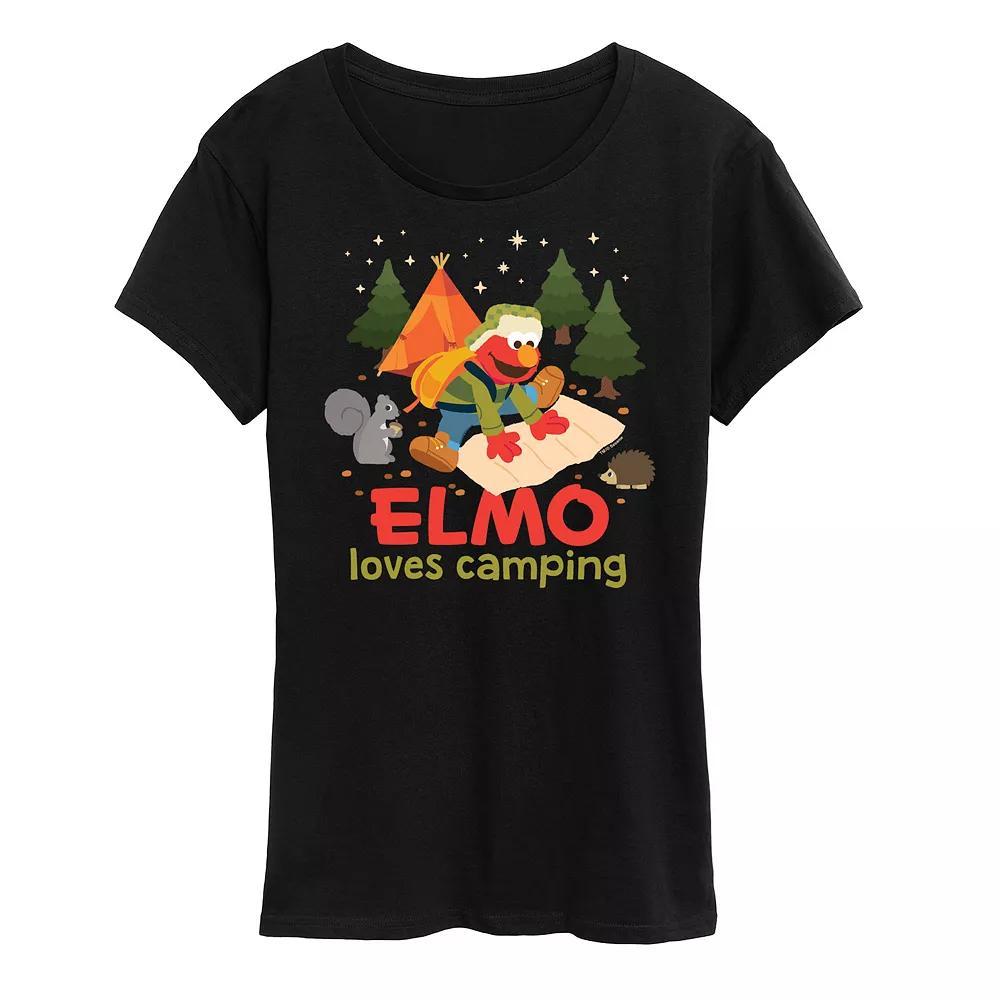 Womens Sesame Street Elmo Loves Camping Graphic Tee Product Image