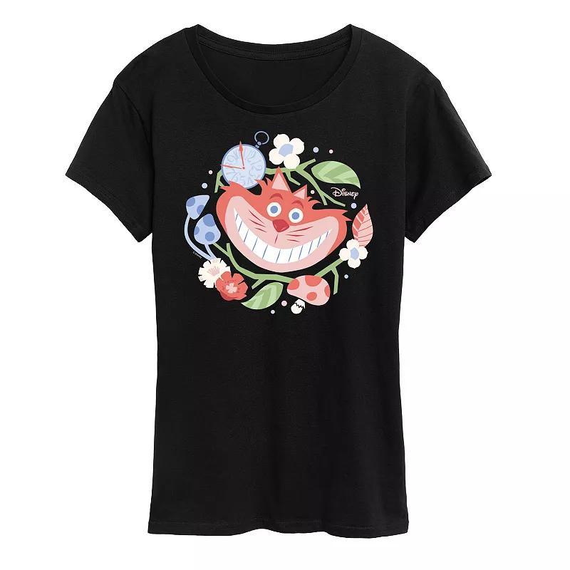 Disneys Alice in Wonderland Cheshire Cat Womens Circle Graphic Tee Heather Grey Product Image