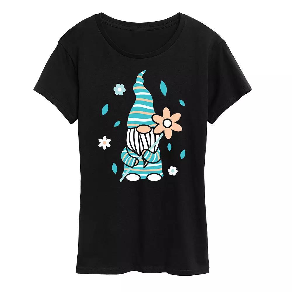 Womens Scandinavian Garden Gnome Graphic Tee Blue Product Image