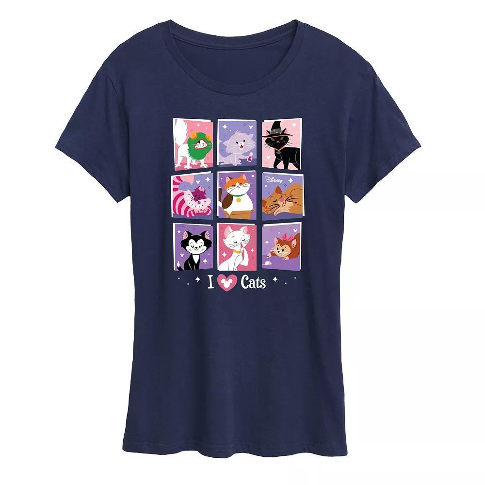 Disney Cats Womens Grid Graphic Tee, Girls Blue Product Image