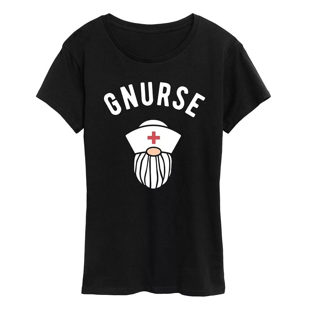 Womens Nurse Gnome Graphic Tee, Girls Product Image
