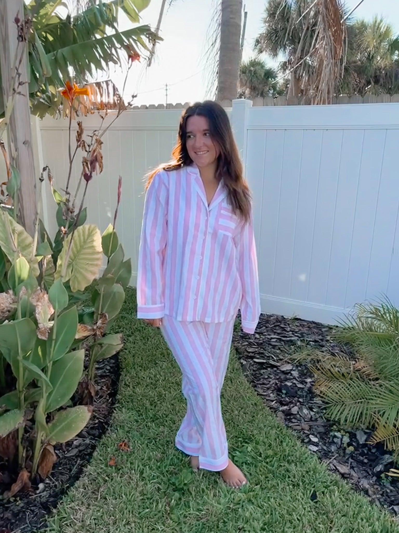 A Day In Greece Striped Pajama Top Product Image