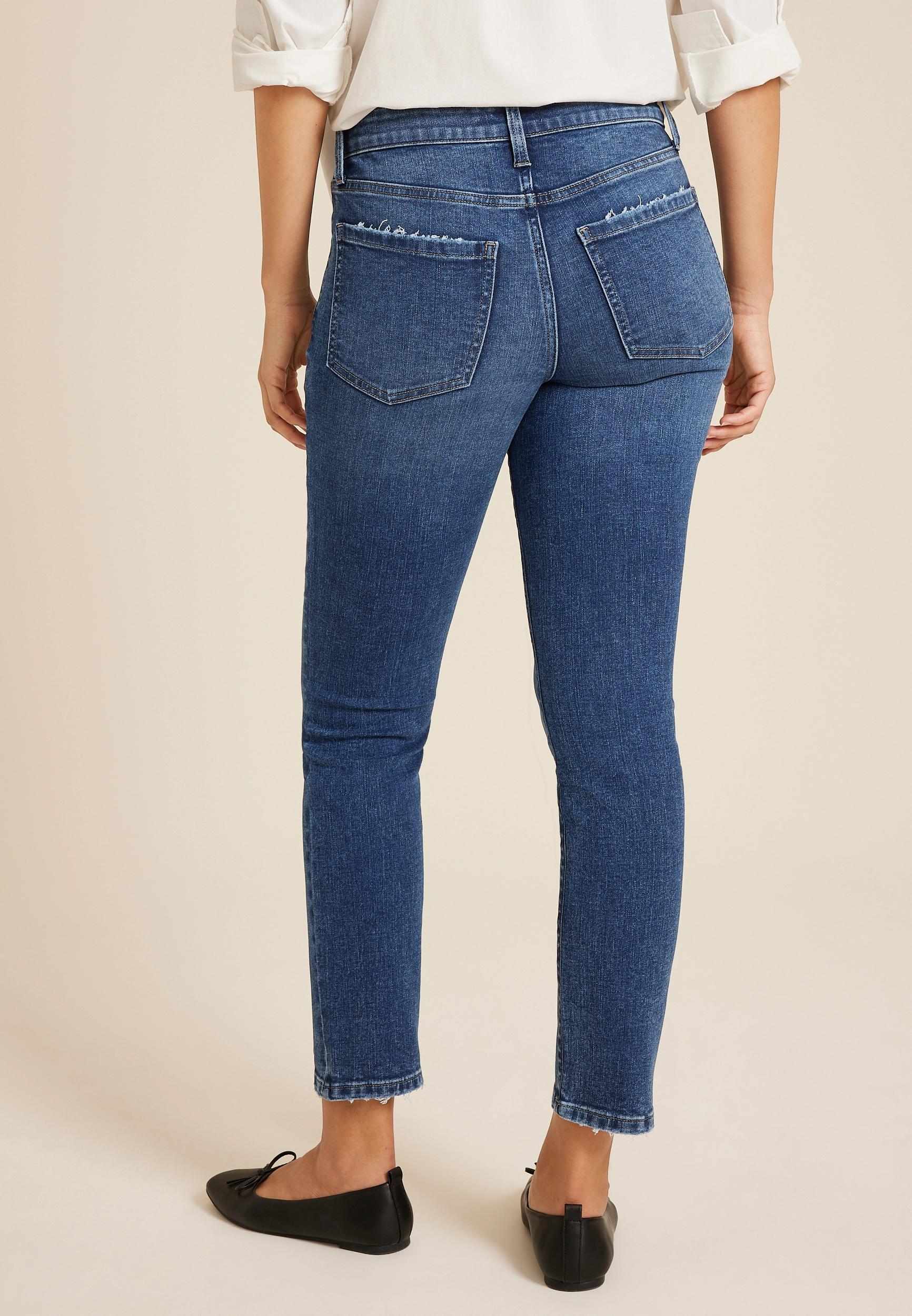 m jeans by maurices™ Dark Mid Rise Slim Straight Ankle Jean Product Image