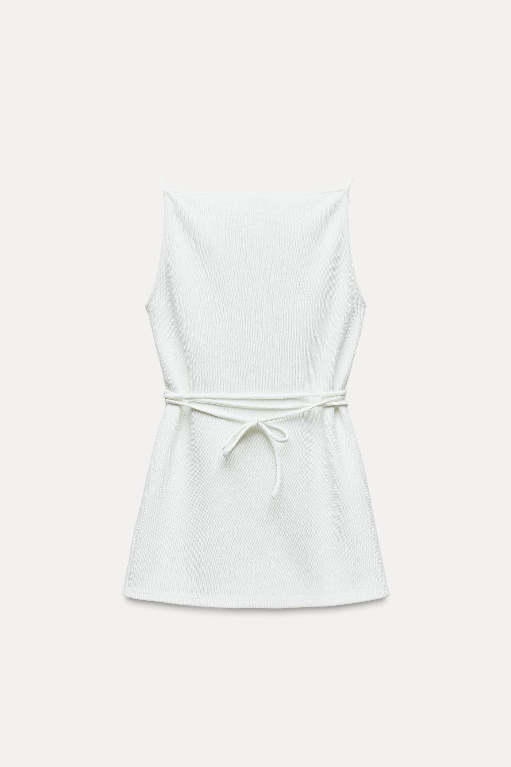 LONG BELTED SOFT PIQUÉ TOP Product Image