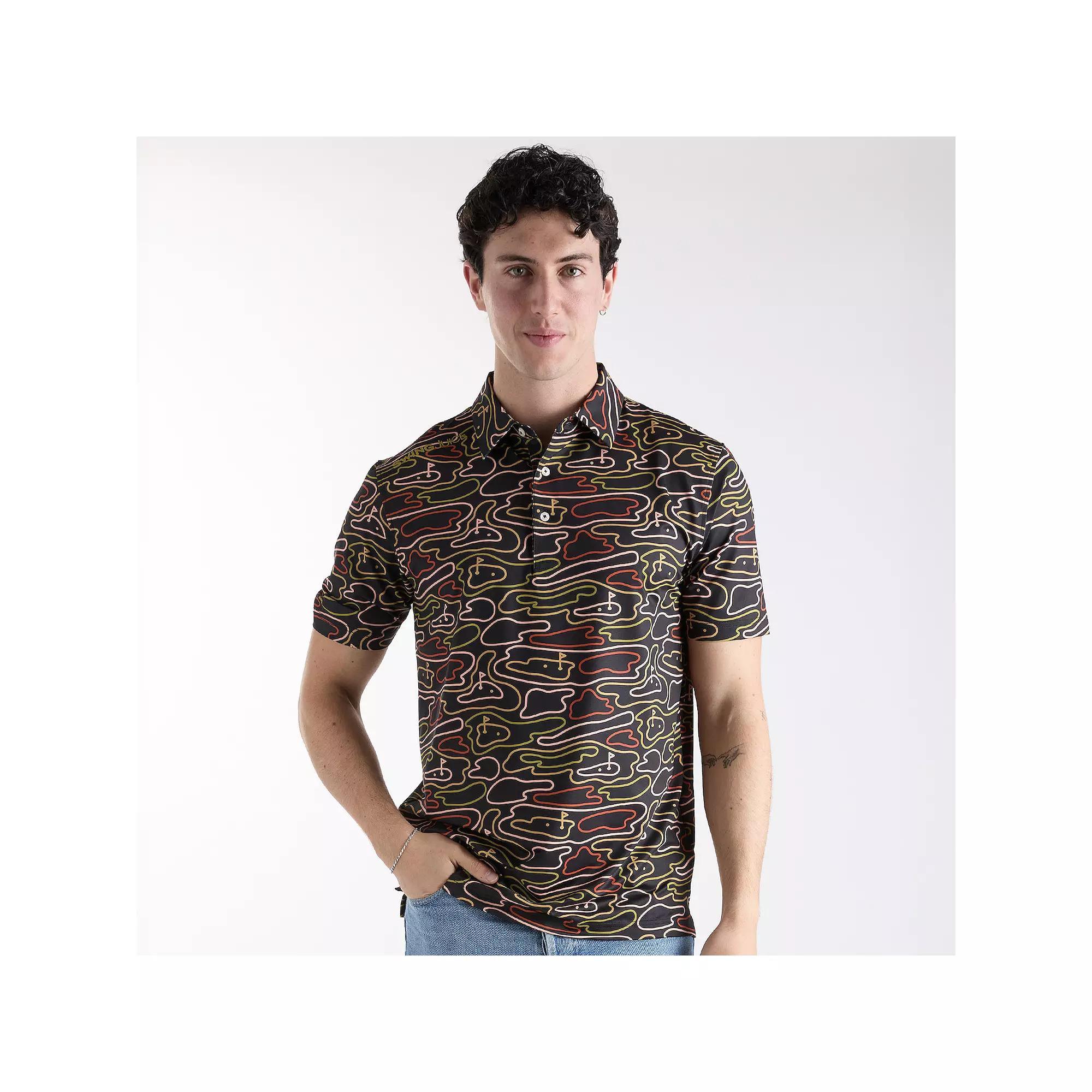 Men's SwingJuice Golf Rhythmic Lines Polo, Size: XXL, Black Product Image
