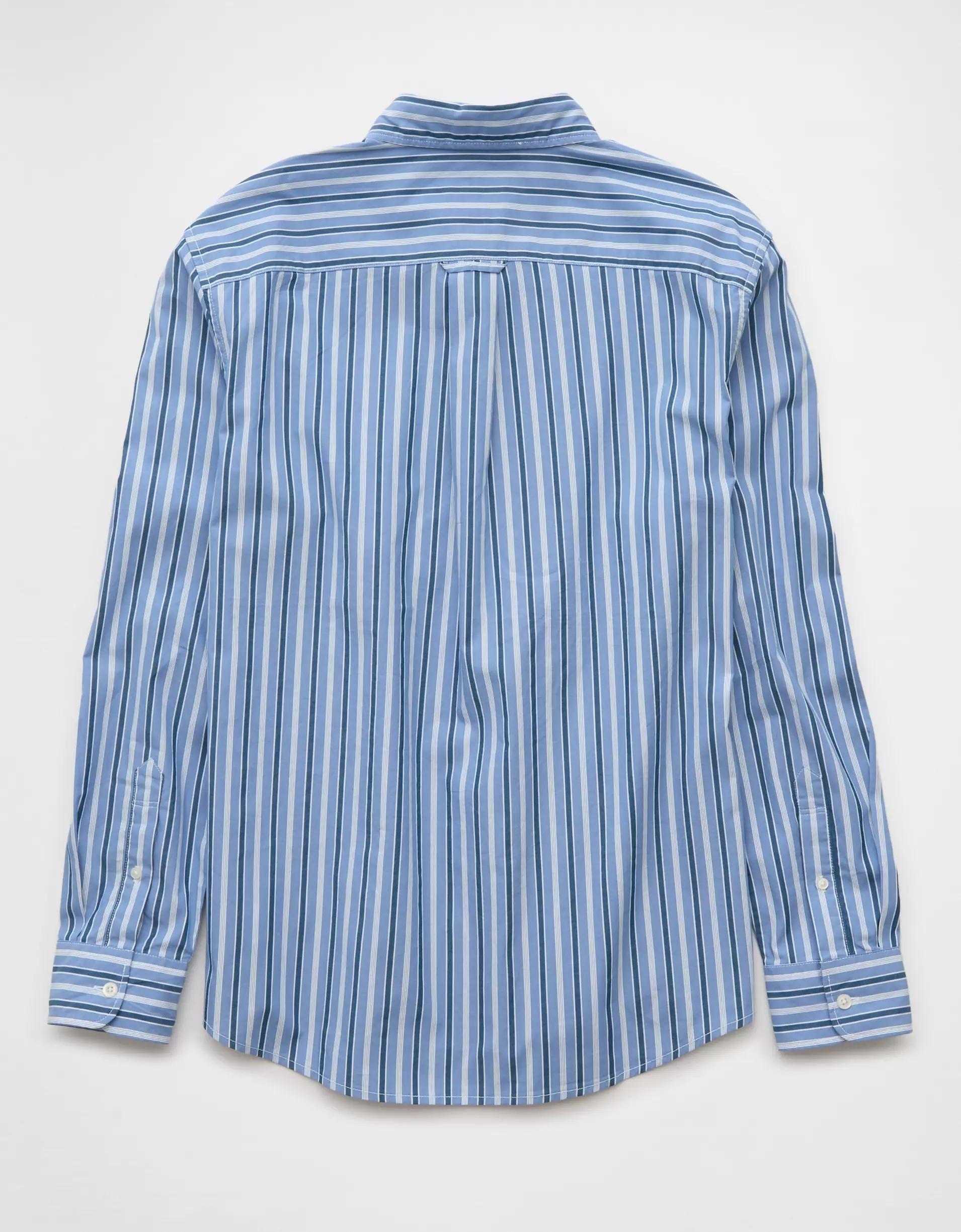 AE Everyday Poplin Striped Button-Up Shirt Product Image