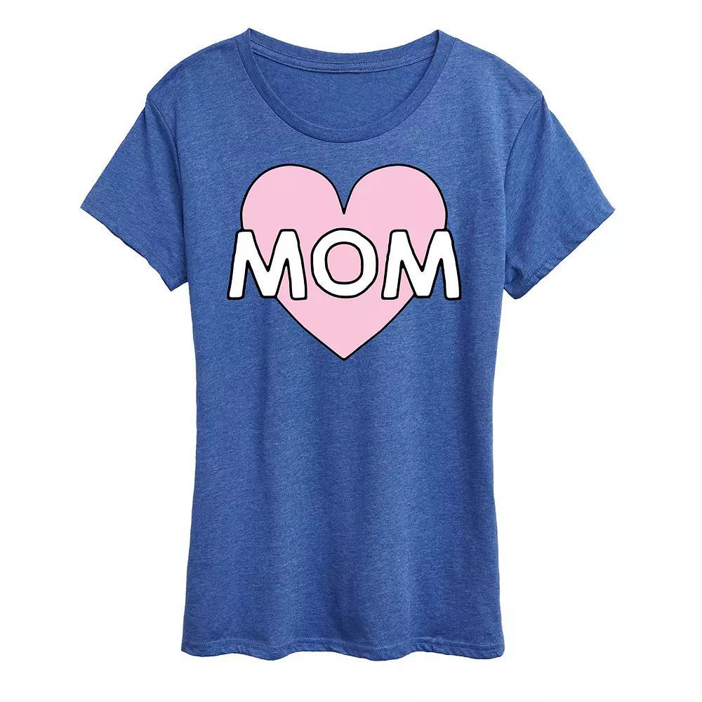 Women's Mom Heart Graphic Tee, Size: Medium, Grey Gray Product Image