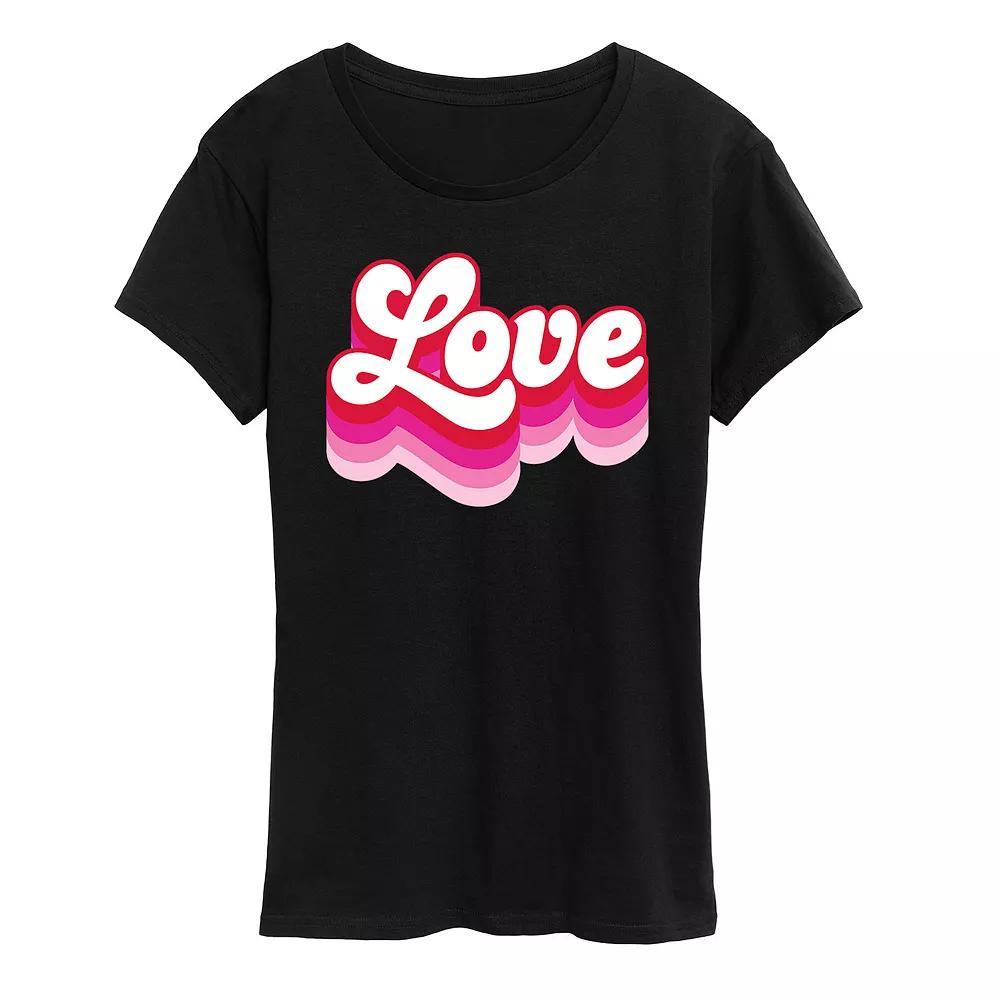 Womens Retro Love Graphic Tee Grey Gray Product Image
