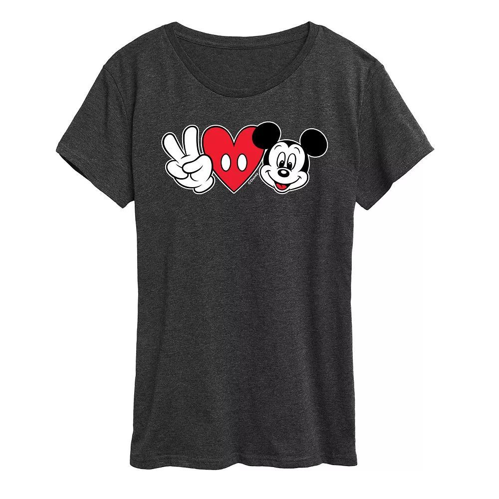Disney's Mickey Mouse Women's Peace Love Graphic Tee, Girl's, Size: XXL, Heather Grey Product Image