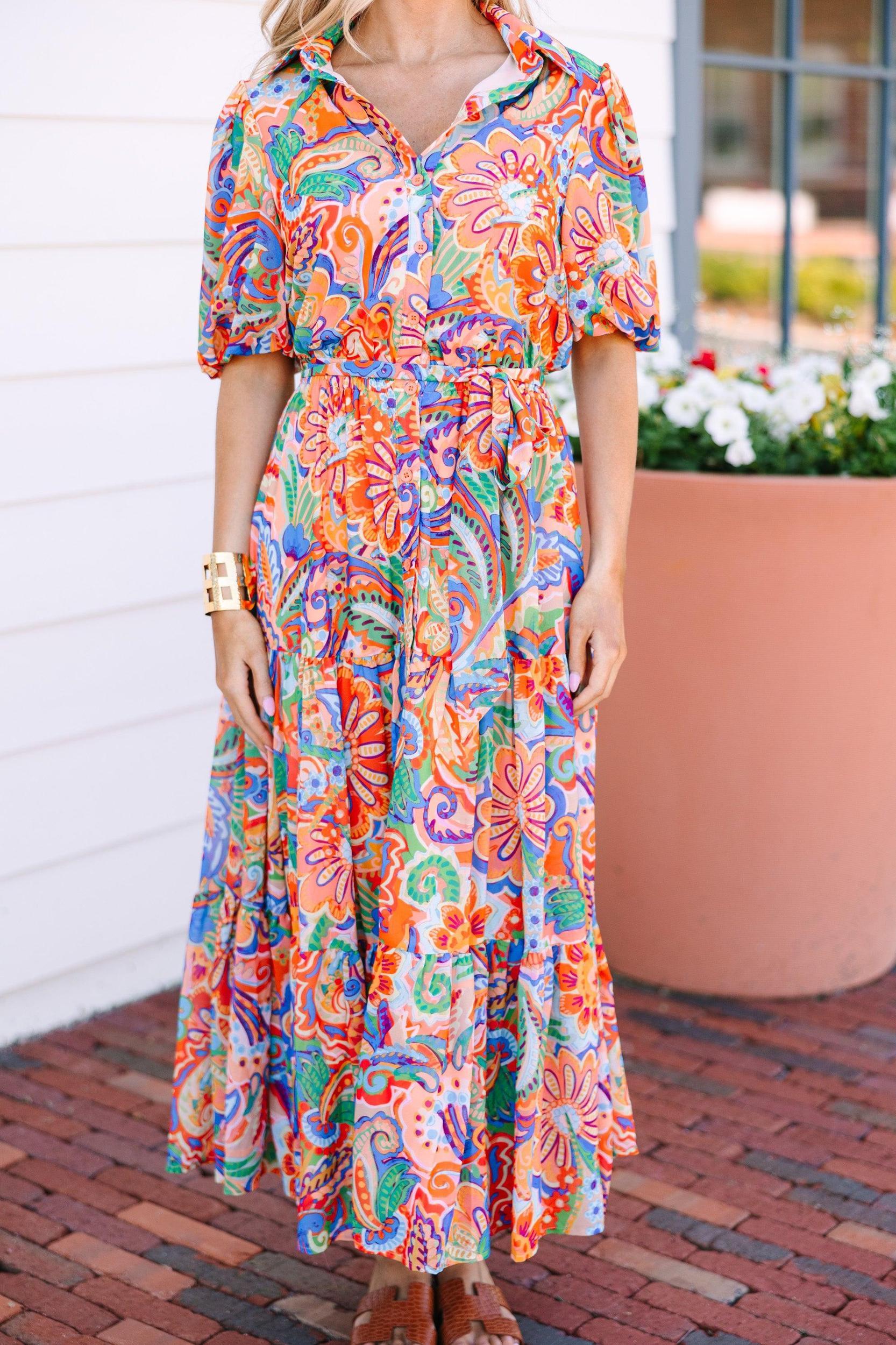 Great New Beginnings Blue Abstract Maxi Dress Female Product Image