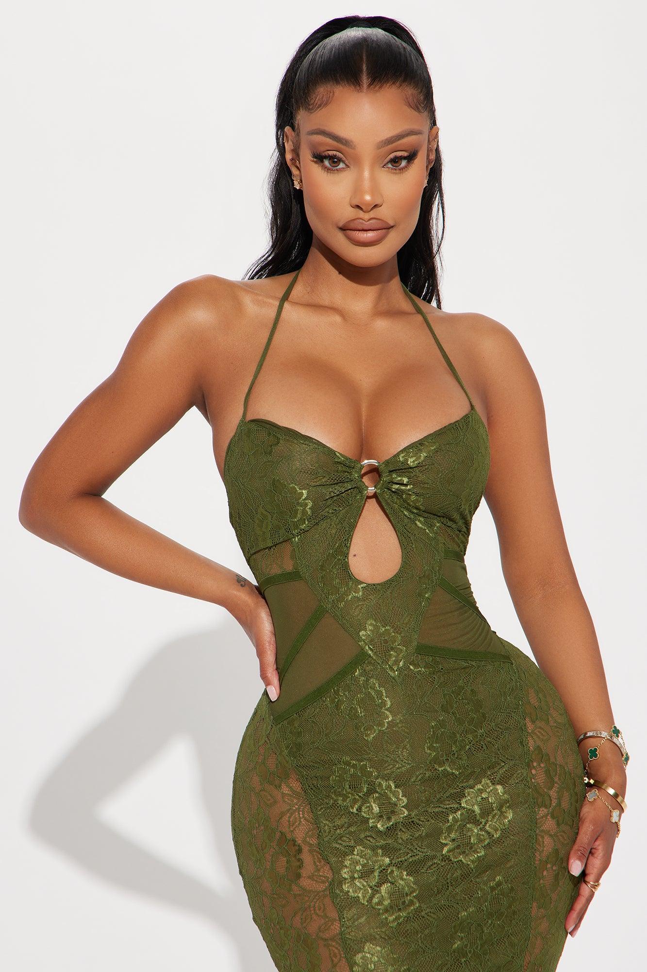 Bonnie Lace Maxi Dress - Olive Product Image