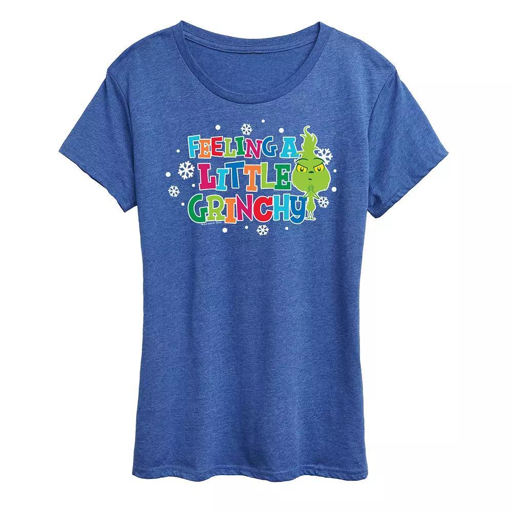 Womens Dr. Seuss Little Grinch A Little Grinchy Graphic Tee, Girls Grey Blue Product Image