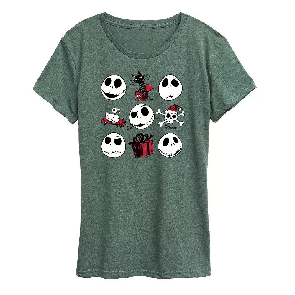 Disney's Nightmare Before Christmas Women's Jack Grid Graphic Tee, Girl's, Size: XXL, Grey Green Product Image