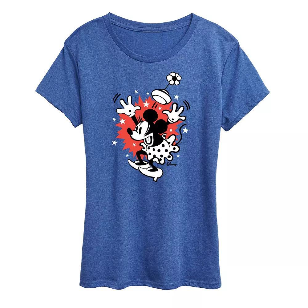 Disney's Minnie Mouse Surprise Graphic Tee, Women's, Size: XL, Grey Royal Blue Product Image