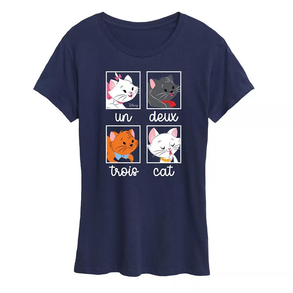 Disney's The Aristocats Women's Un Deux Trois Cat Graphic Tee, Girl's, Size: XL, Blue Product Image