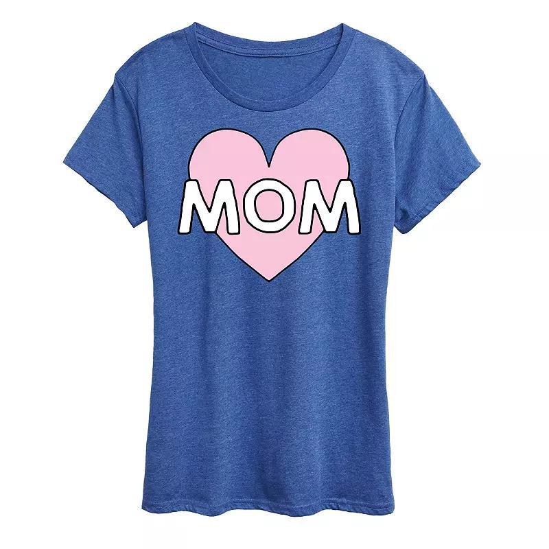 Women's Mom Heart Graphic Tee, Size: Medium, Grey Gray Product Image