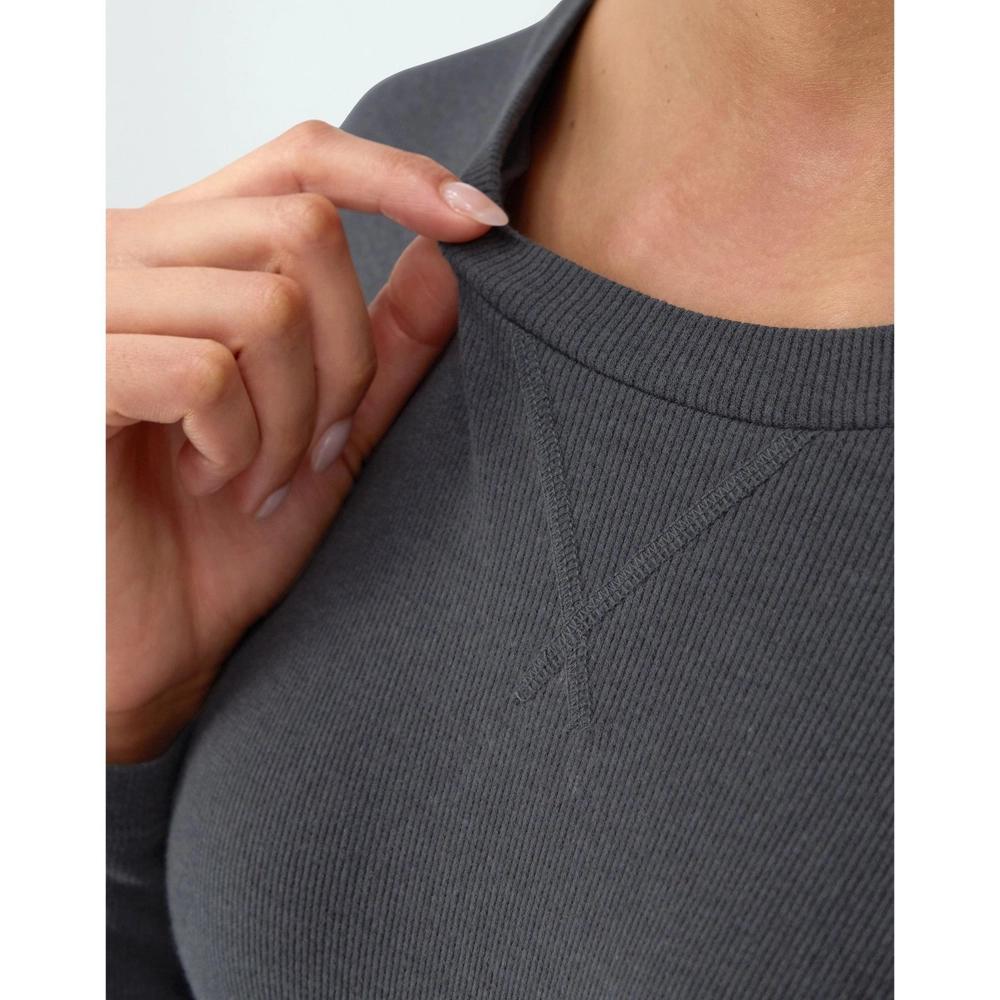 Hanes Originals Womens SuperSoft Comfywear Rib Long Sleeve T-Shirt Asphalt XS Product Image