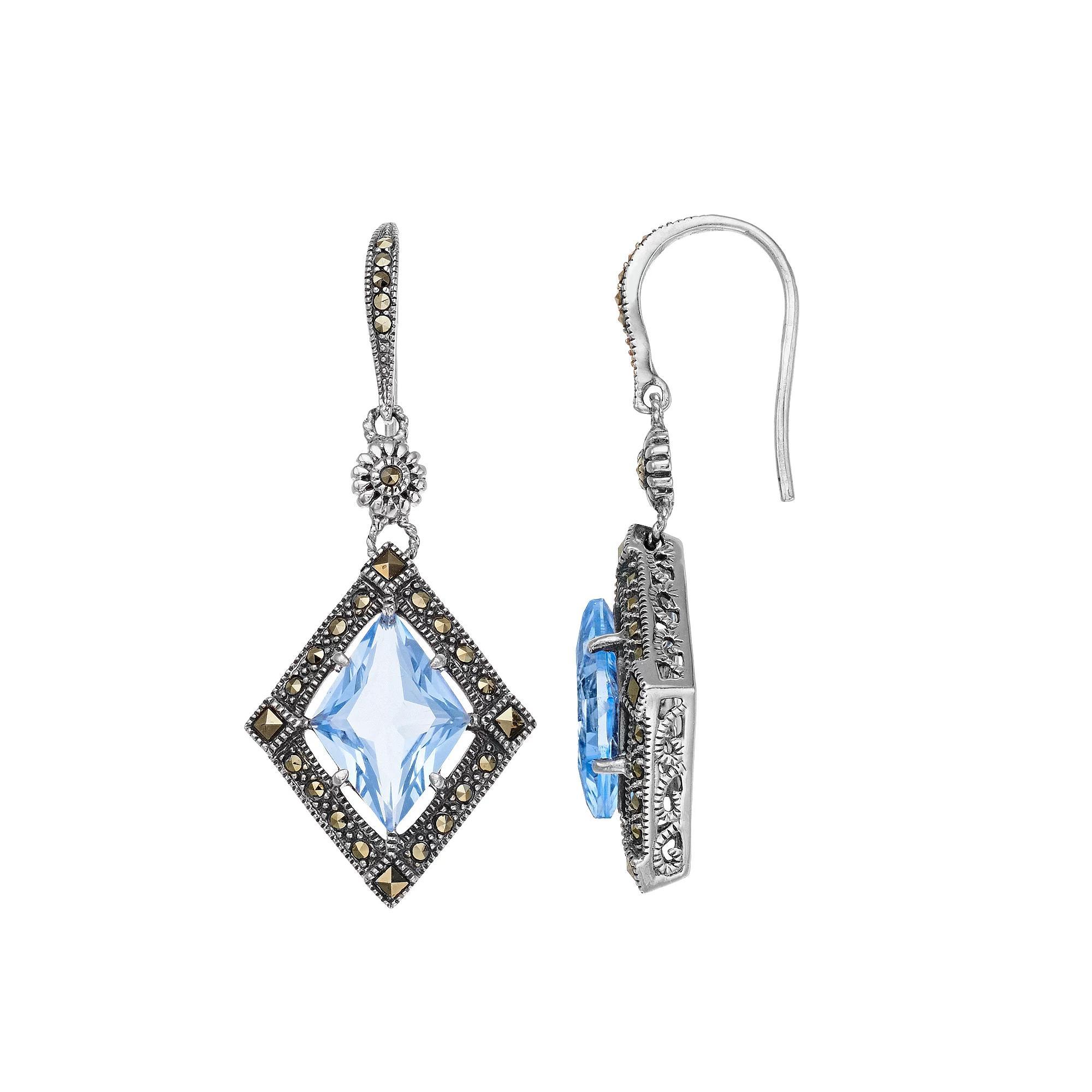 Lavish by TJM Sterling Silver Synthetic Blue Quartz Drop Earrings, Women's Product Image