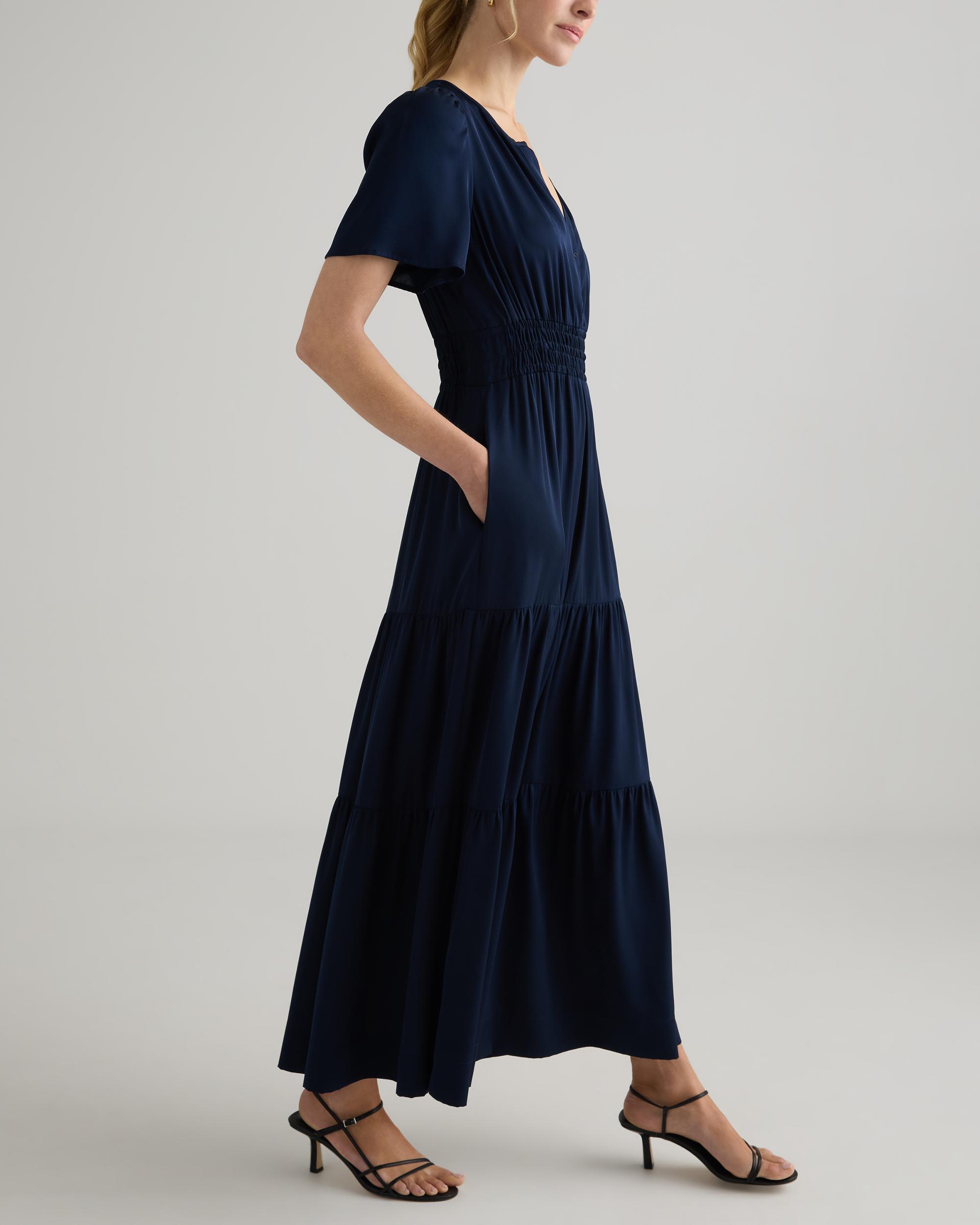 Quince | Women's Washable Stretch Silk Tiered Maxi Dress Product Image