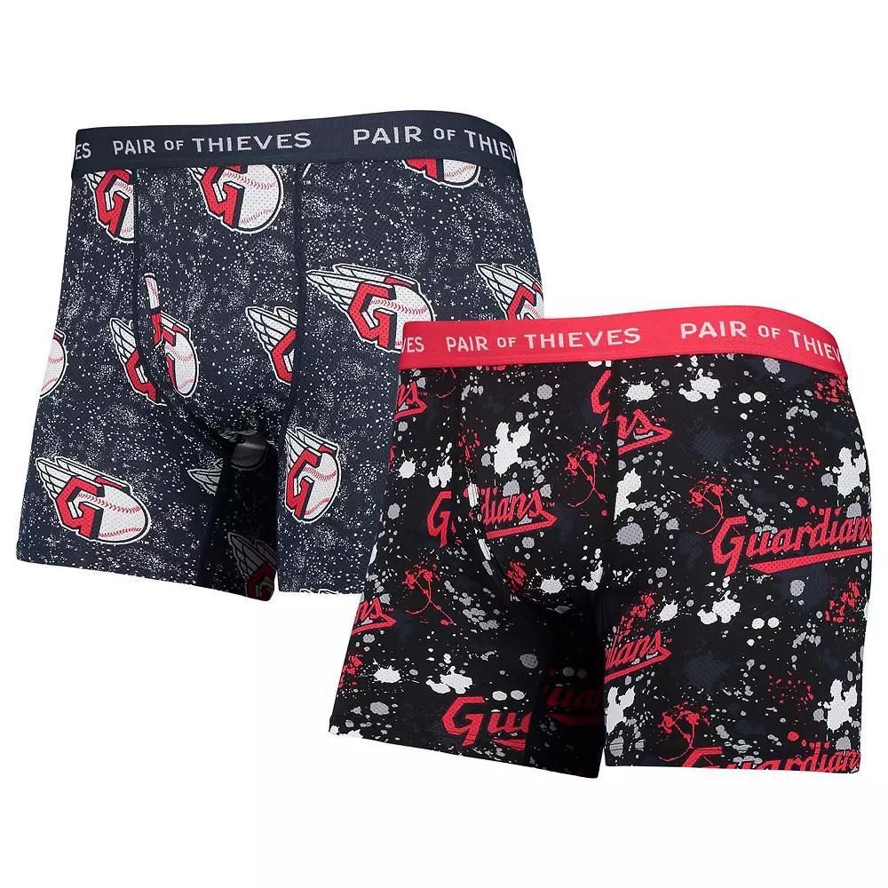Men's Pair of Thieves Black/Navy Cleveland Guardians Super Fit 2-Pack Boxer Briefs Set, Size: Large, Grd Black Product Image