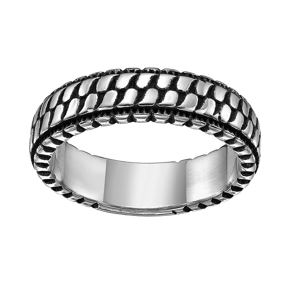 LYNX Men's Black Ion Plated Stainless Steel Tire Ring, Size: 8, Multi Product Image