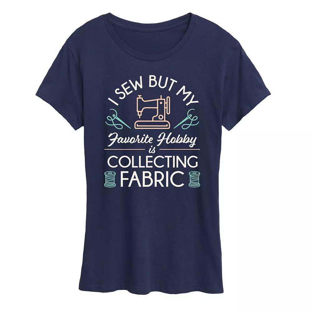 Womens My Hobby Is Collecting Fabric Graphic Tee Blue Product Image