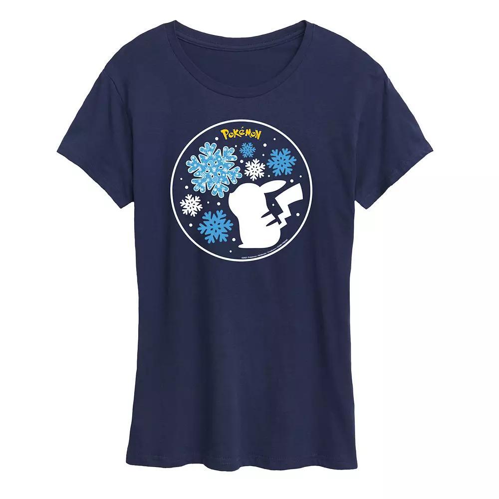 Womens Pokemon Snowflake Pikachu Tee Heather Grey Product Image