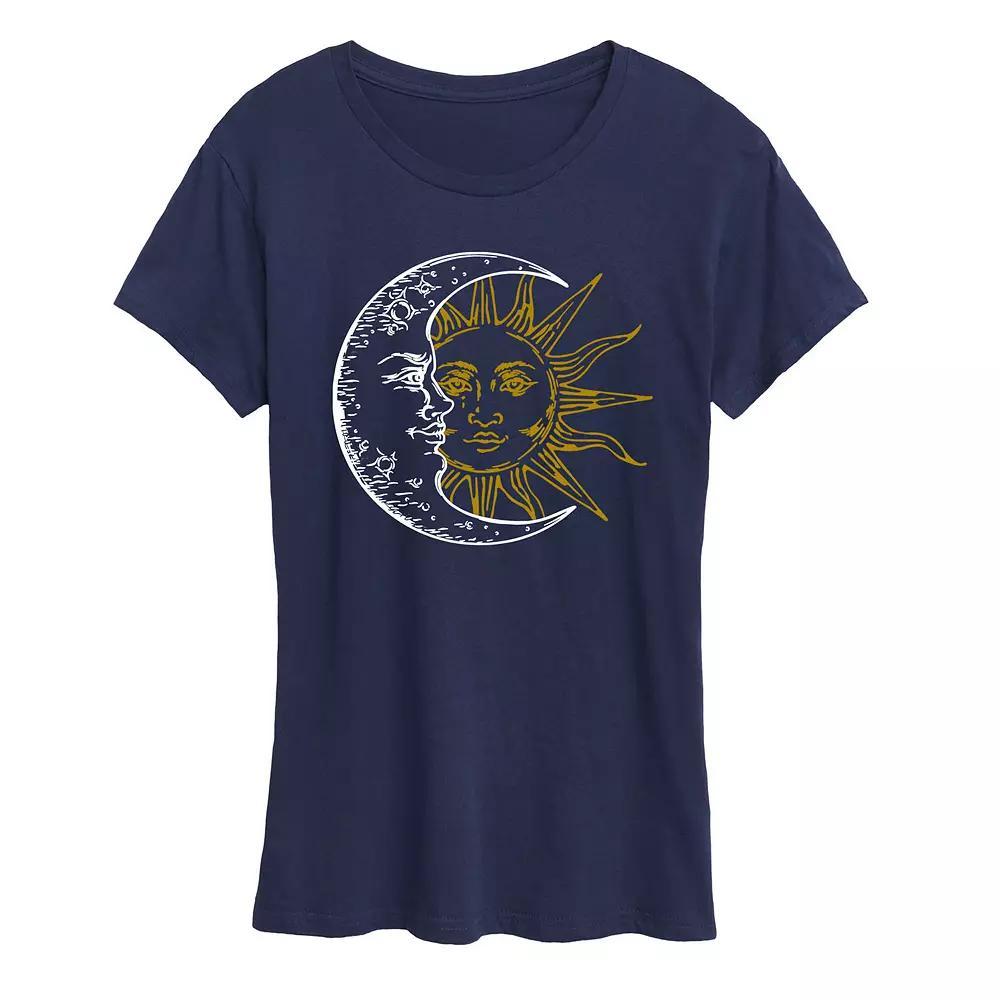 Women's Crescent Moon And Sun Graphic Tee, Girl's, Size: XL, Blue Product Image