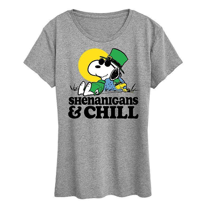 Womens Peanuts Snoopy & Woodstock Shenanigans & Chill Graphic Tee Product Image