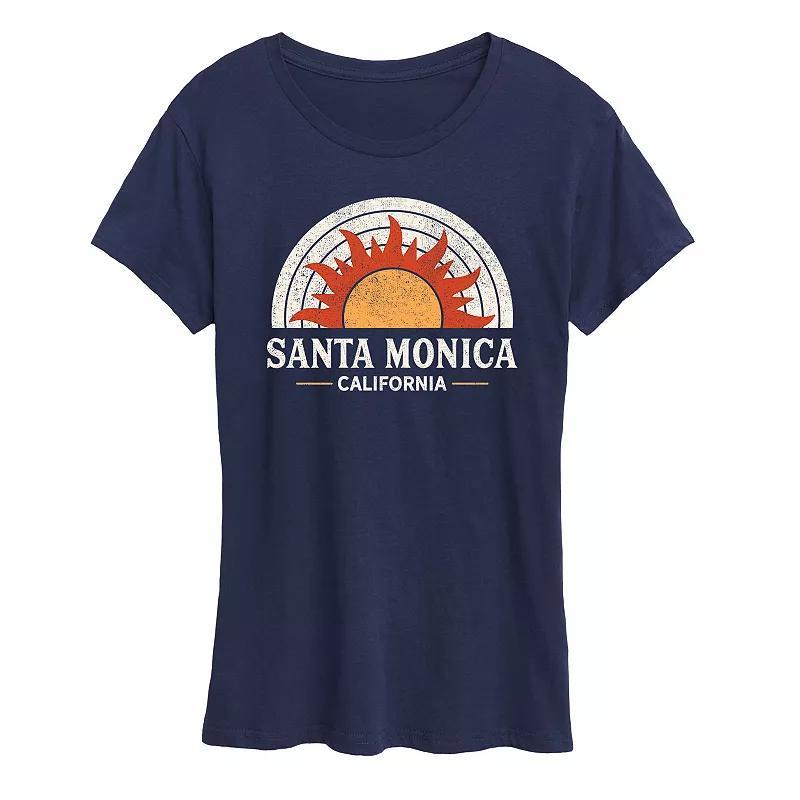 Womens Santa Monica California Sun Graphic Tee Blue Product Image