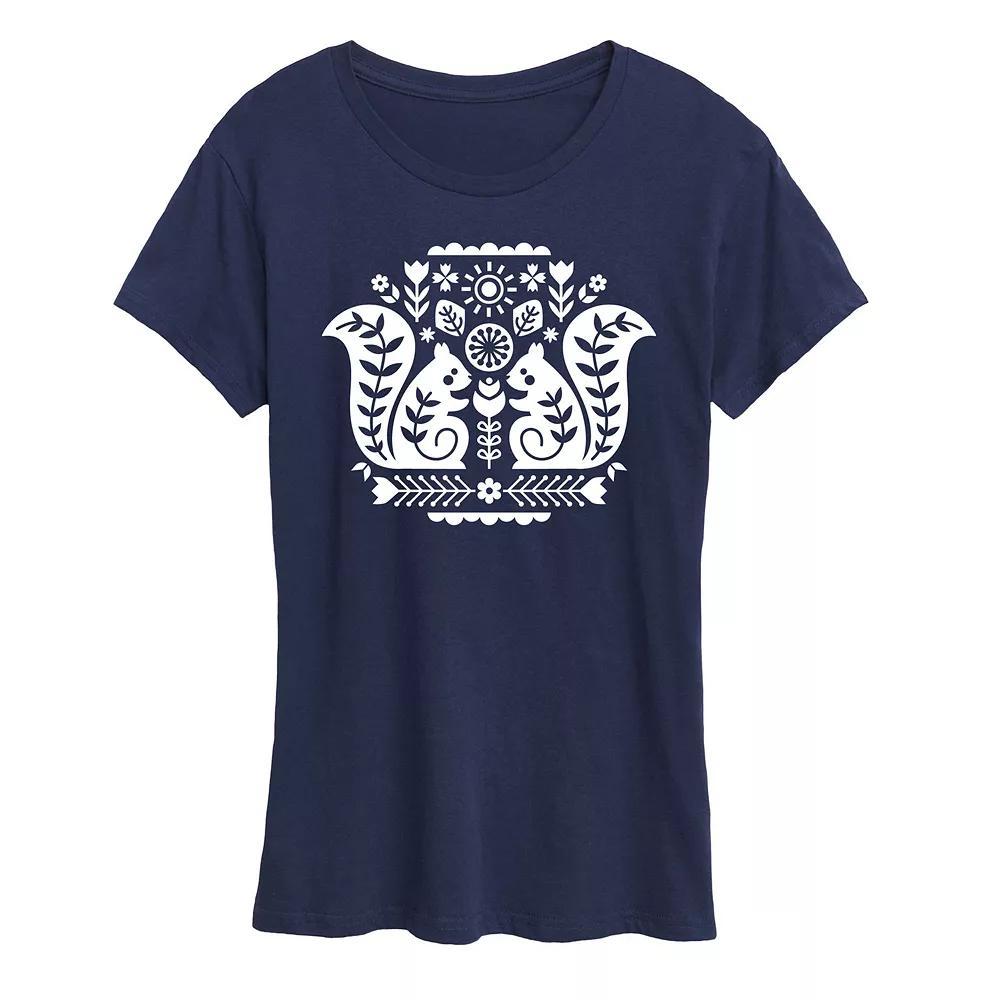 Womens Scandinavian Squirrels Graphic Tee Blue Product Image