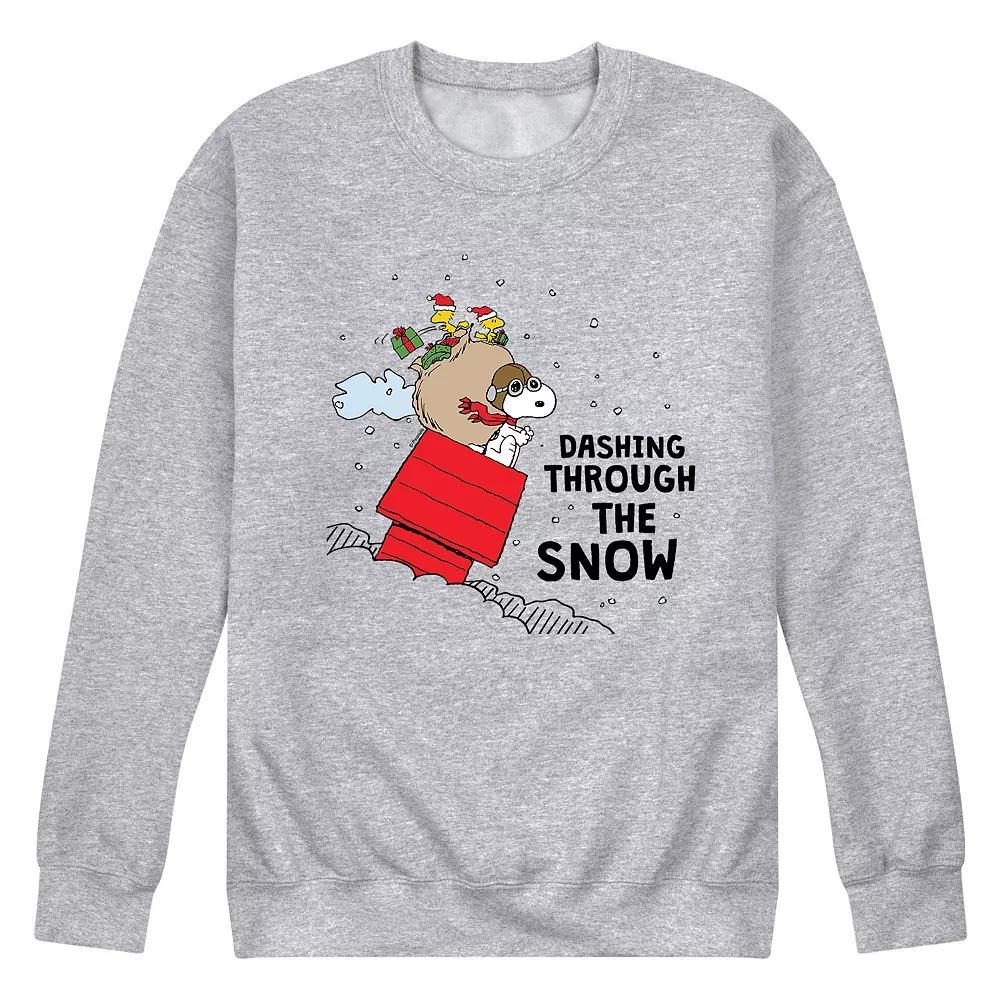 Men's Peanuts Dashing Through The Snow Sweatshirt, Size: XXL, Gray Product Image