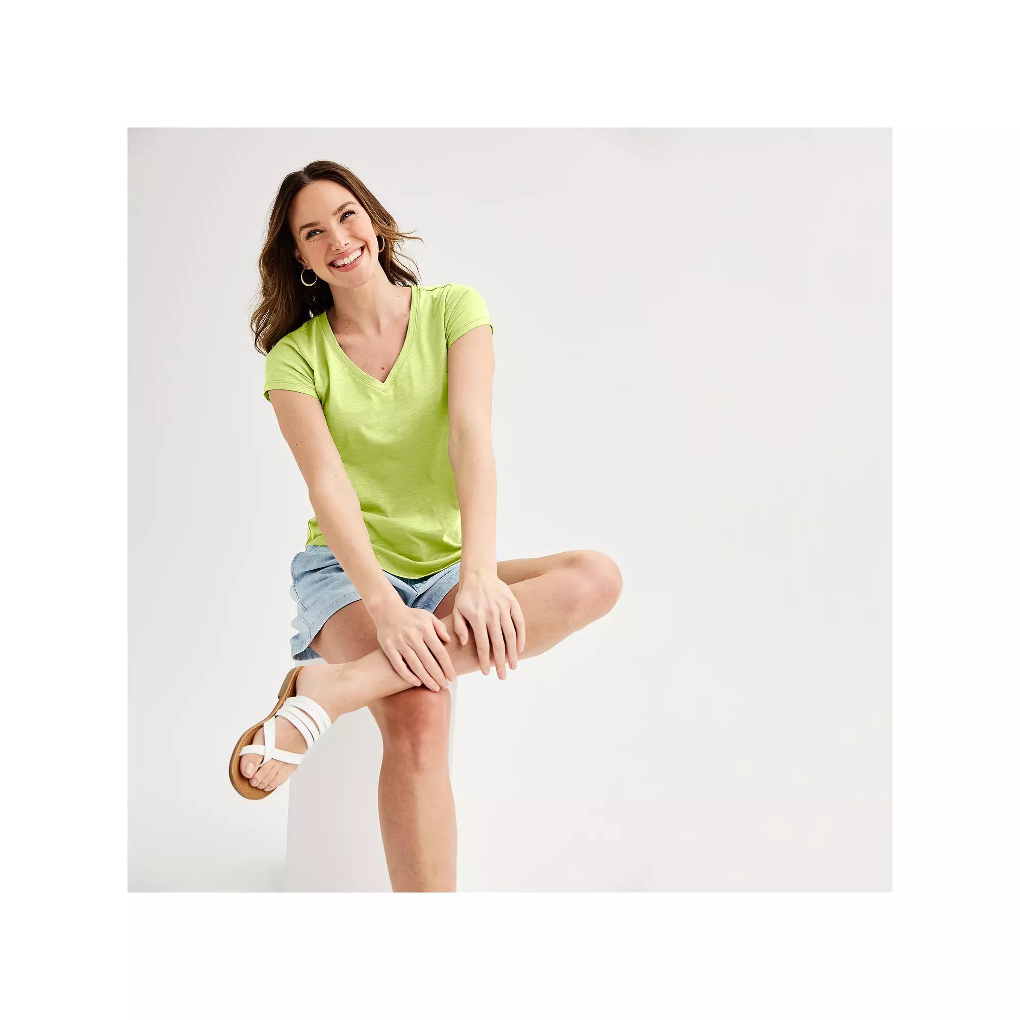 Women's Sonoma Goods For Life® Everyday Short Sleeve V-Neck Tee, Size: XXL, Green Kiss Product Image